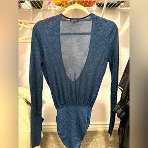 Bodysuit Silence +Noise (From Urban Outfitters) XM size deep V Neck dark blue